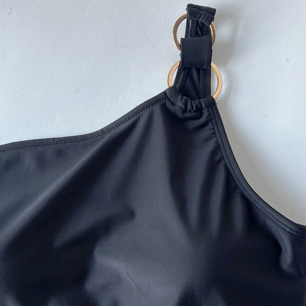 Nine West Women Swimsuit Black One Piece One Shoulder New Large - Picture 7 of 14